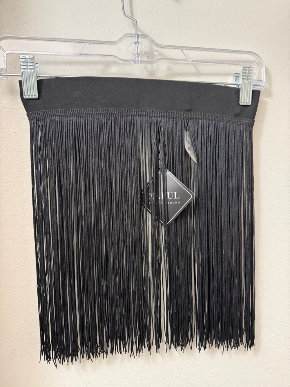 by Wayne Lee Black Fringe Mini Skirt